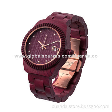 Popular maple wooden watch, new design, purple calendar ROX style